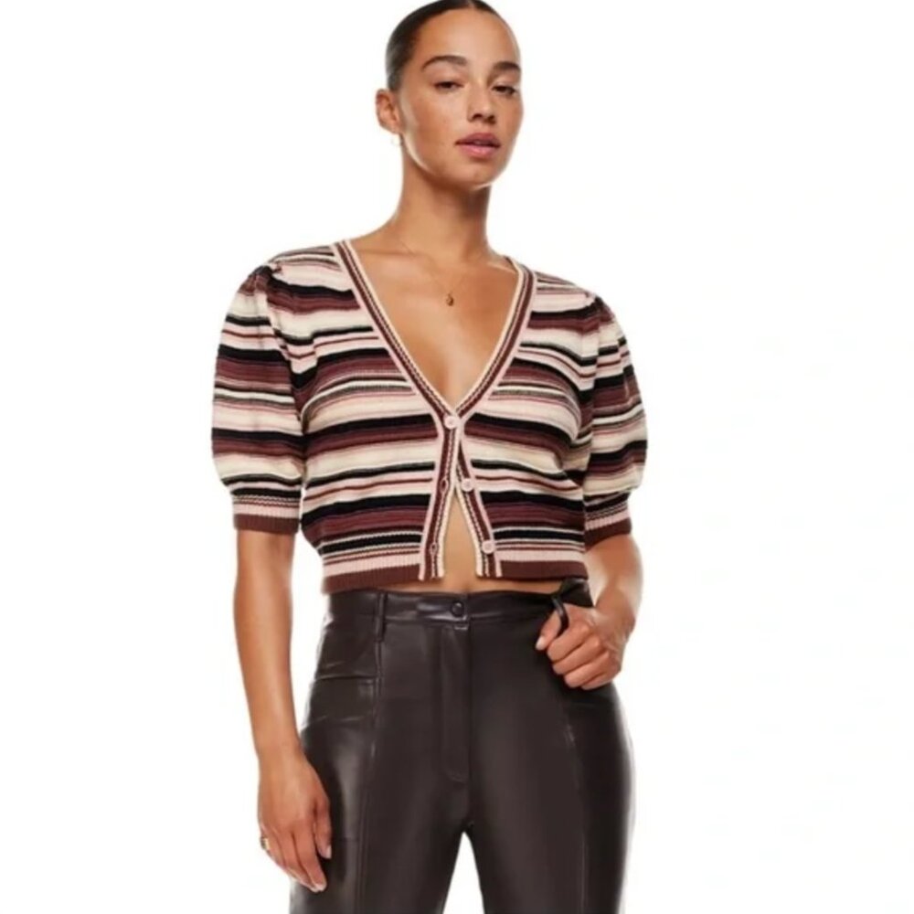 Aritzia Wilfred Multicolor Striped Cardigan Sweater - CANTERBURY CARDIGAN